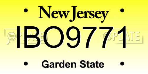 IBO9771 New Jersey License Plate