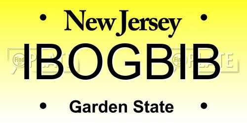 IBOGBIB New Jersey License Plate