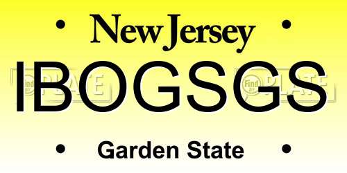 IBOGSGS New Jersey License Plate
