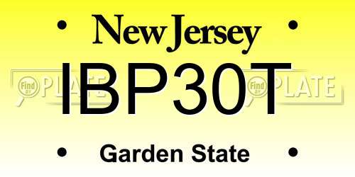 IBP30T New Jersey License Plate