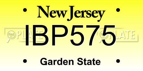 IBP575 New Jersey License Plate