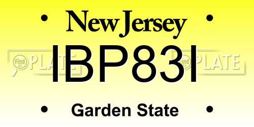 IBP83I New Jersey License Plate