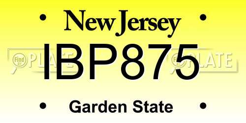 IBP875 New Jersey License Plate