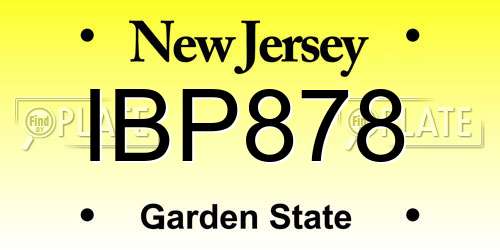 IBP878 New Jersey License Plate