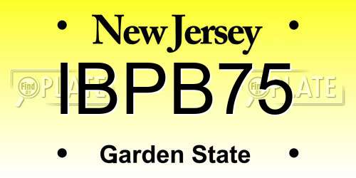 IBPB75 New Jersey License Plate
