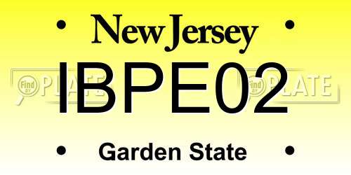 IBPE02 New Jersey License Plate