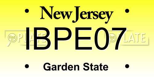 IBPE07 New Jersey License Plate