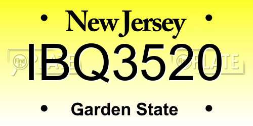 IBQ3520 New Jersey License Plate