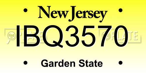 IBQ3570 New Jersey License Plate