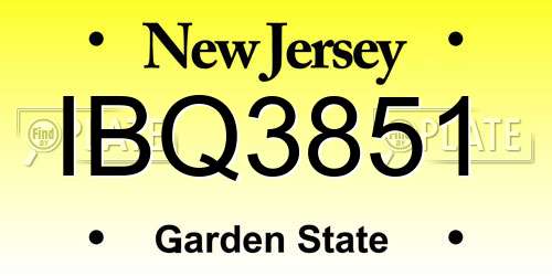 IBQ3851 New Jersey License Plate