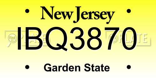 IBQ3870 New Jersey License Plate