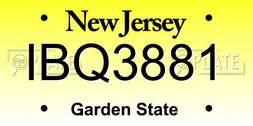 IBQ3881 New Jersey License Plate