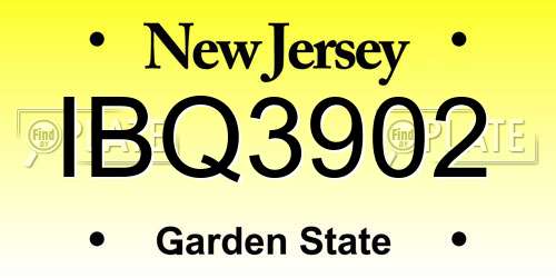 IBQ3902 New Jersey License Plate
