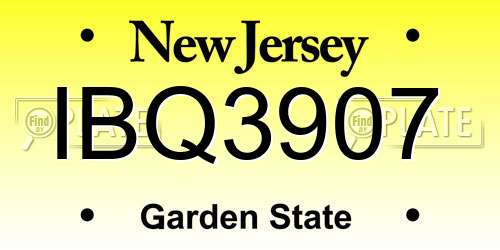IBQ3907 New Jersey License Plate