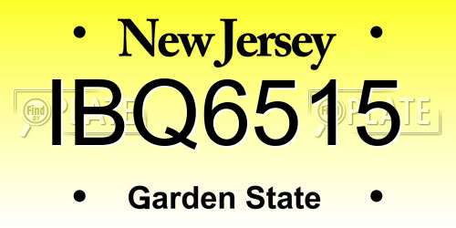 IBQ6515 New Jersey License Plate