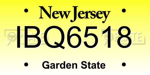 IBQ6518 New Jersey License Plate