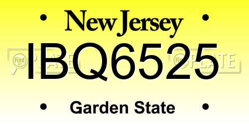 IBQ6525 New Jersey License Plate