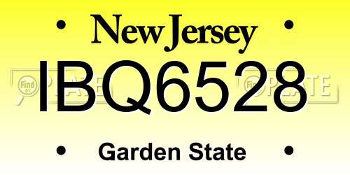 IBQ6528 New Jersey License Plate