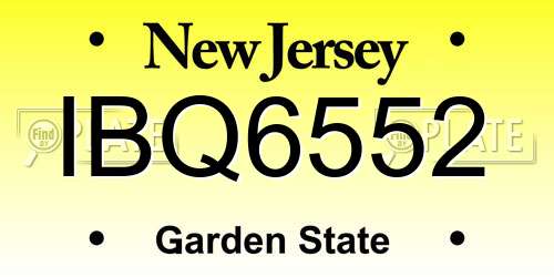 IBQ6552 New Jersey License Plate