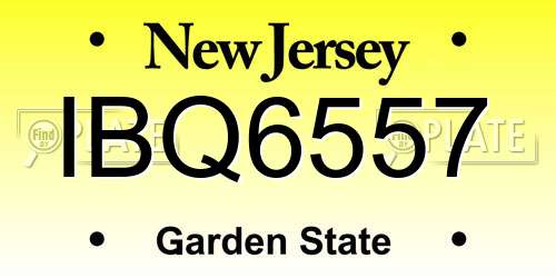 IBQ6557 New Jersey License Plate