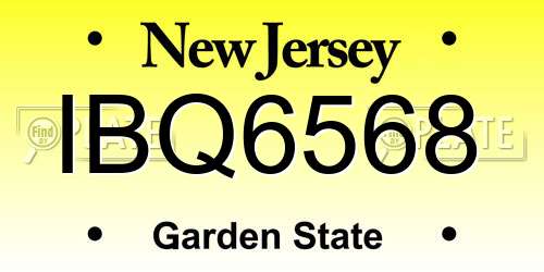 IBQ6568 New Jersey License Plate