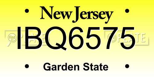IBQ6575 New Jersey License Plate