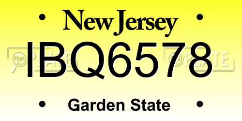 IBQ6578 New Jersey License Plate