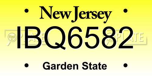 IBQ6582 New Jersey License Plate