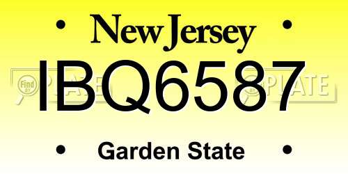 IBQ6587 New Jersey License Plate