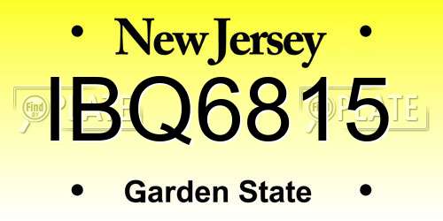 IBQ6815 New Jersey License Plate