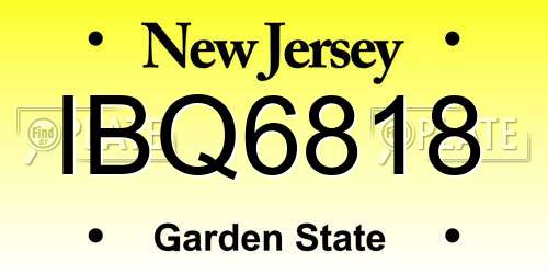 IBQ6818 New Jersey License Plate