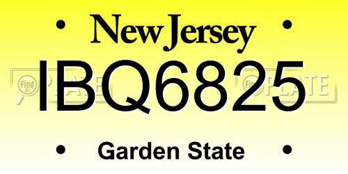 IBQ6825 New Jersey License Plate