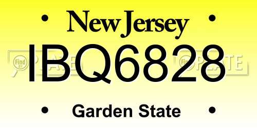 IBQ6828 New Jersey License Plate
