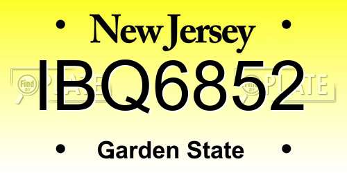 IBQ6852 New Jersey License Plate