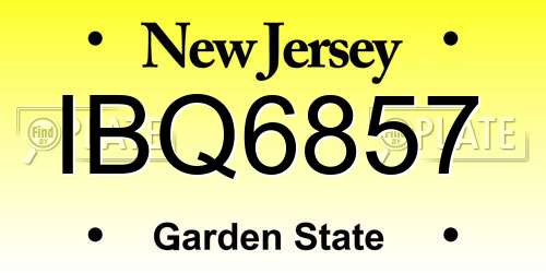 IBQ6857 New Jersey License Plate
