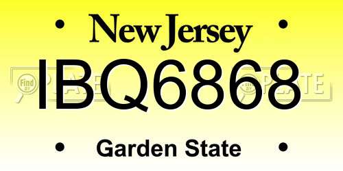 IBQ6868 New Jersey License Plate