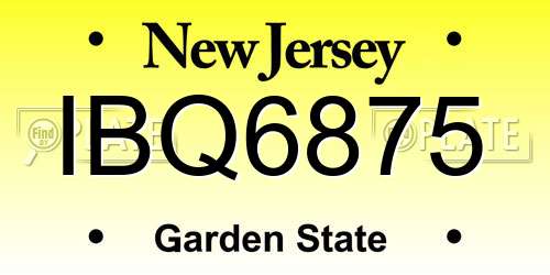 IBQ6875 New Jersey License Plate