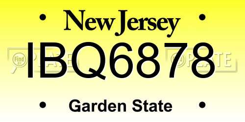 IBQ6878 New Jersey License Plate