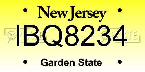 IBQ8234 New Jersey License Plate
