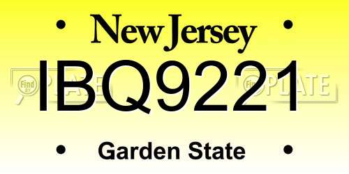 IBQ9221 New Jersey License Plate