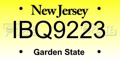 IBQ9223 New Jersey License Plate