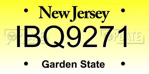 IBQ9271 New Jersey License Plate