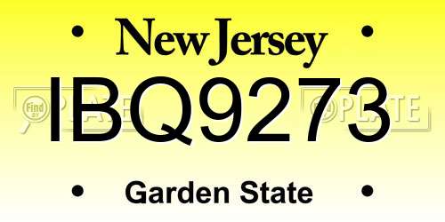 IBQ9273 New Jersey License Plate