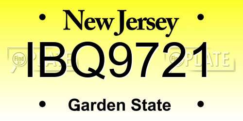 IBQ9721 New Jersey License Plate