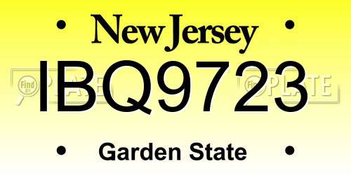 IBQ9723 New Jersey License Plate