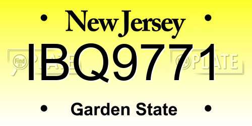 IBQ9771 New Jersey License Plate