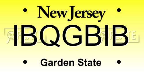 IBQGBIB New Jersey License Plate