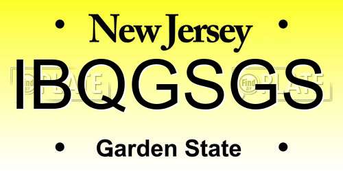 IBQGSGS New Jersey License Plate