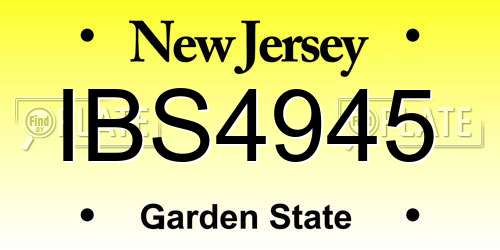 IBS4945 New Jersey License Plate