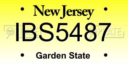IBS5487 New Jersey License Plate
